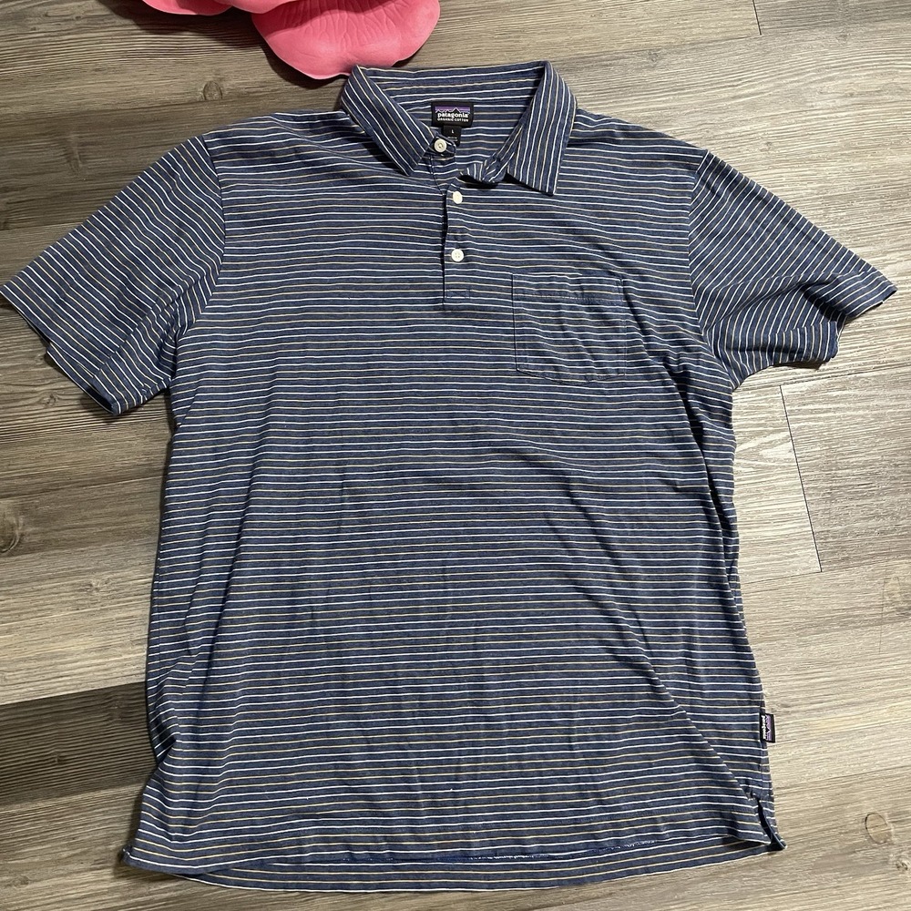 Patagonia Men's Polo Duo - Navy Blue & White with Multi Stripes - Picture 6 of 9